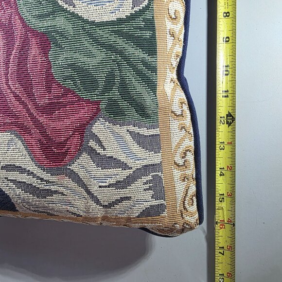 Tapestry Angel Decorative Pillow Blue Backing holiday christmas - Picture 3 of 4